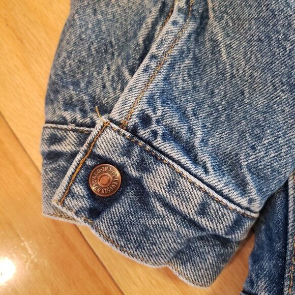 Levis VTG Mens Sherpa Lined Trucker Denim Jacket Size L Blue Chore Coat - Picture 6 of 11